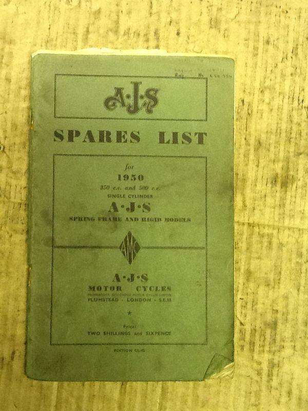 Ajs spares list for 1950