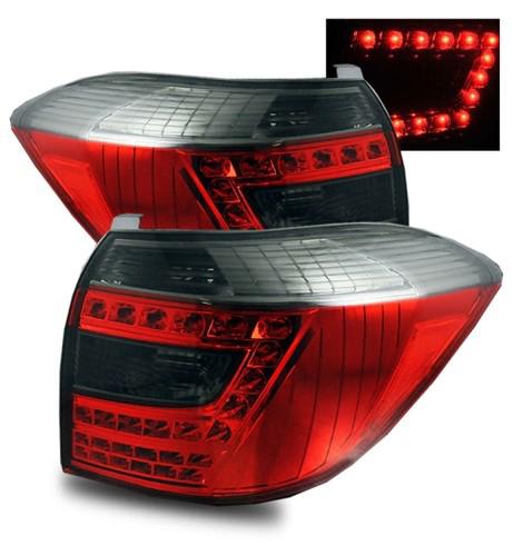 08-10 toyota highlander euro red smoked tinted led tail lights rear brake lamps