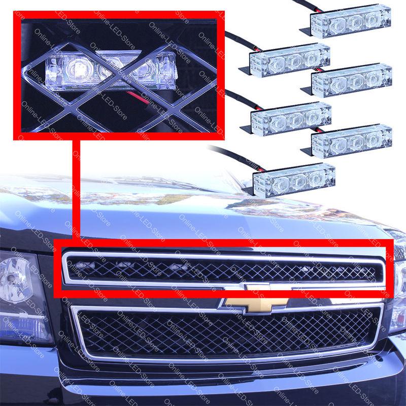 18 led emergency vehicle strobe lights for front grille/deck - amber