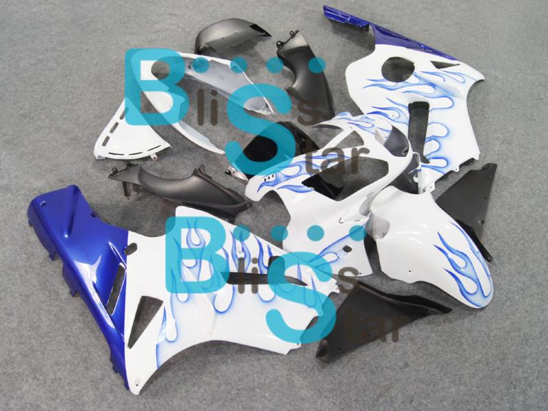 W11 blue flame white fairing kit with tank set fit ninja zx12r zx-12r 2002-2006