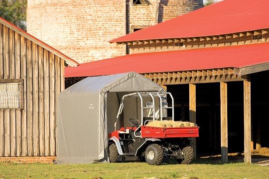 Shelterlogic 6x12x8 peak storage shed portable garage stee canopy gray 70413