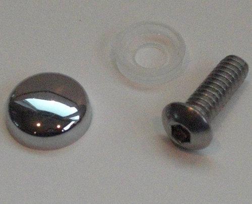 Chrome smooth snap cap & stainless steel seat bolt set for 1996 - up harley