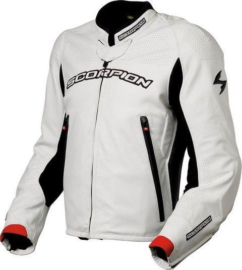 Scorpion assailant leather motorcycle jacket, white size l