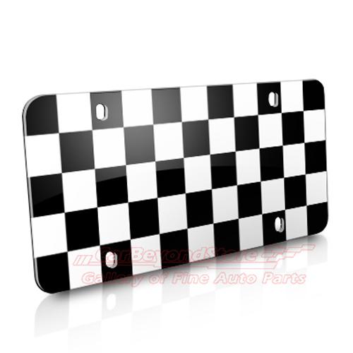 Checkered flag auto marque license plate, high-quality polycarbonate material