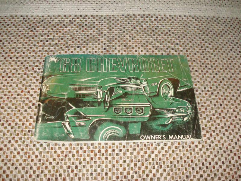 1968 chevy owners manual original glove box book rare