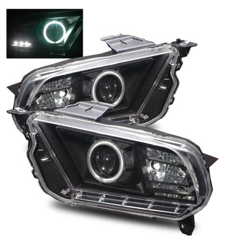 10-12 ford mustang (halogen) ccfl halo angel eye black projector headlights lamp