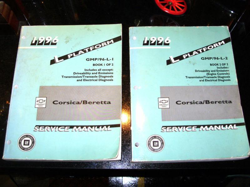 Original 1996 chevrolet corsica beretta 2 book service shop repair manual set