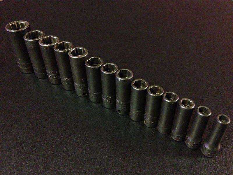 Nice! snap on 3/8" 14pc metric deep well 6pt impact socket set 8-24mm sockets