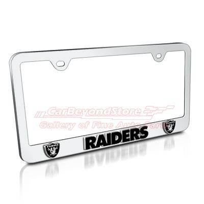 Nfl oakland raiders 3d chrome metal license plate frame + free gift, licensed