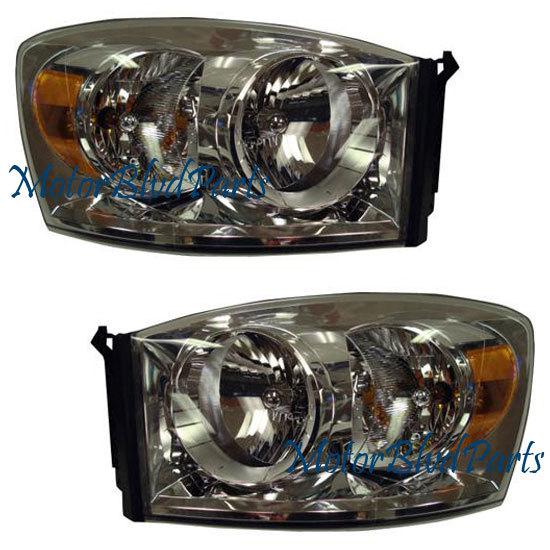 07-09 dodge ram pickup headlights headlamps l+r set 2pc