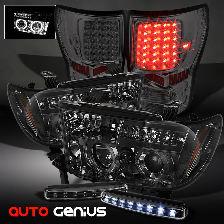 07-13 tundra smoke projector headlights + led tail lights + daytime running led