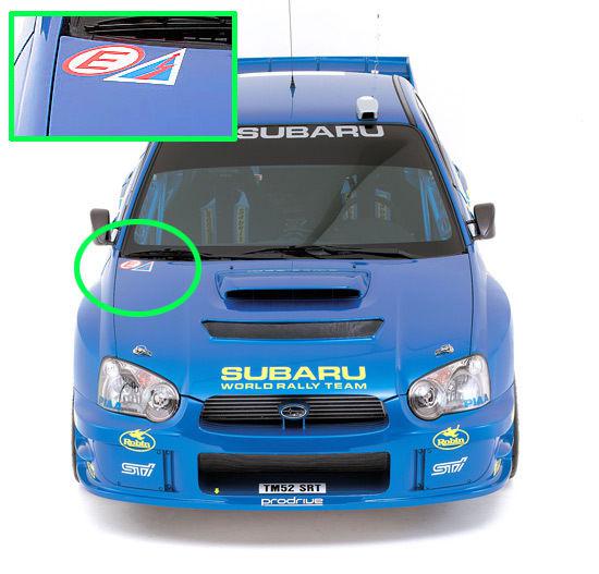 Racing electrical hood decal for a subaru wrx sti