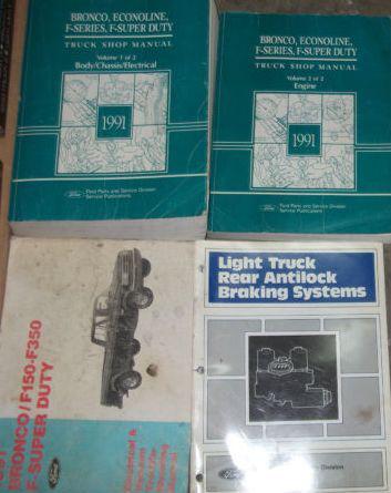 1991 ford f-150 250 f250 350 bronco truck service shop repair manual set 91 x