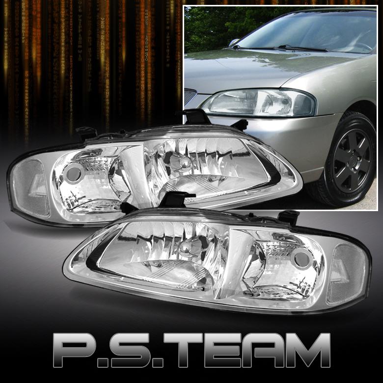 00-03 nissan sentra all clear crystal headlights lamps lights (left+right)