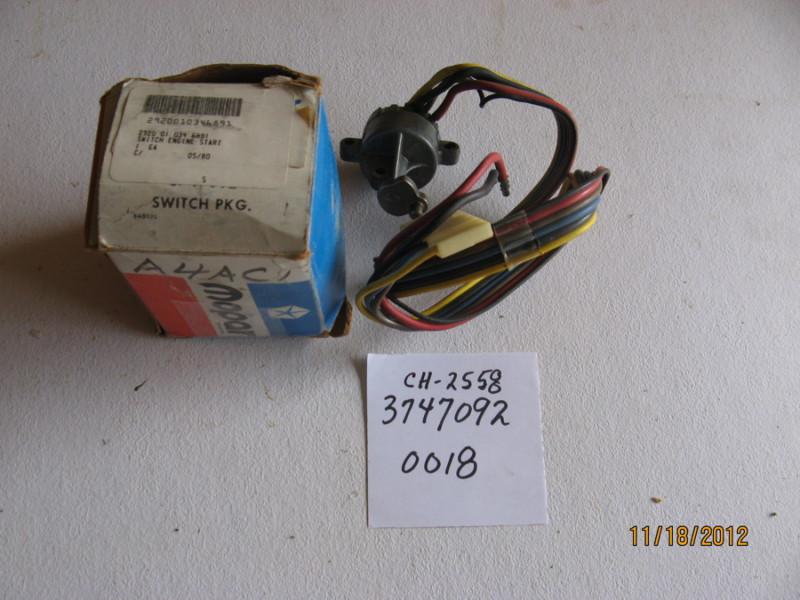 Nos 3747092 starter switch 1976-81 dodge lil red warlock 1970-76 e,b and c cars