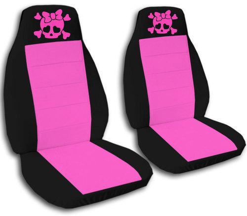 Seat covers. 2 front with black/hot pink/pink skull. new durable & washable.