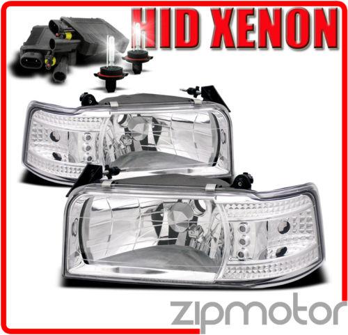 1992-1996 f150 f250 f350 bronco led crystal headlight w/hid 6000k 1993 1994 1995