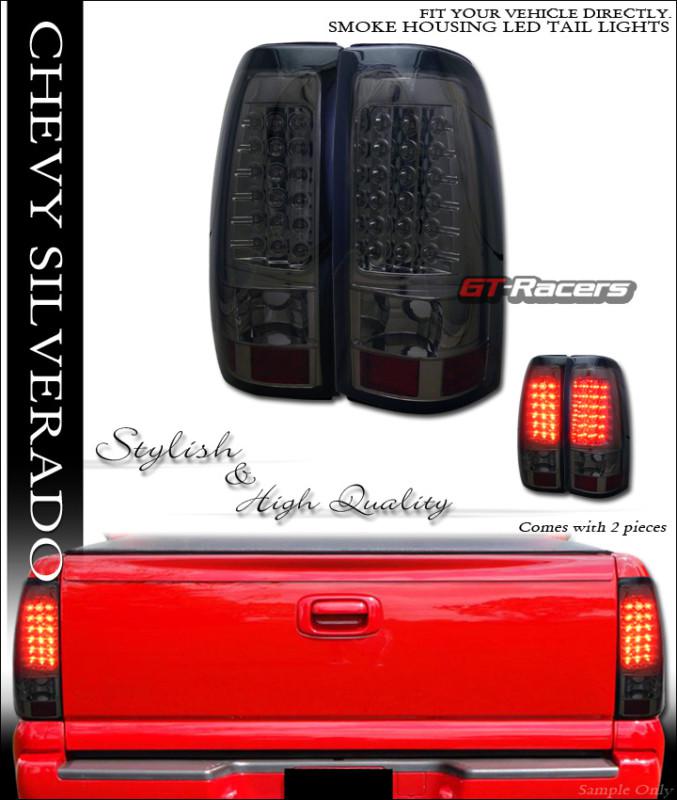 Smoke tint lens led tail lights lamps 1999-2002 2003 chevy silverado/sierra jy