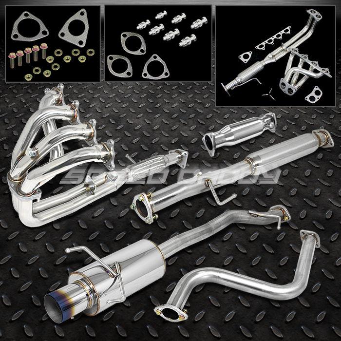 4" burnt tip muffler catback/cat back+header+pipe exhaust 90-93 accord cb1-cb4