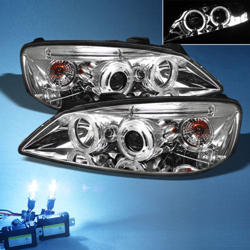 8000k slim xenon hid+ 05-09 pontiac g6 dual halo projector led headlights lights