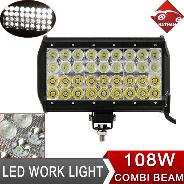 108w led cree offroad work light bar flood spot combi beam car utb wagon lamp