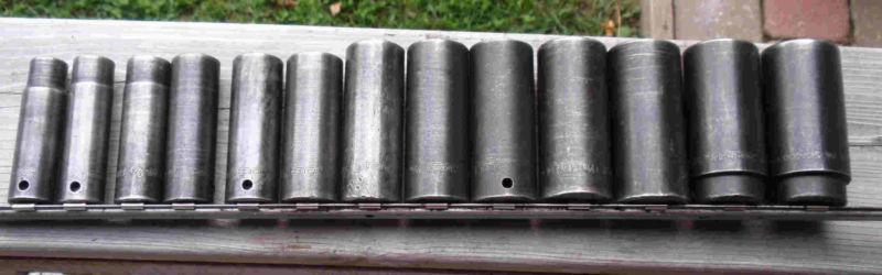 Snap on  1/2" drive deep impact socket set 1/2" thru 1-1/4", 13 sockets