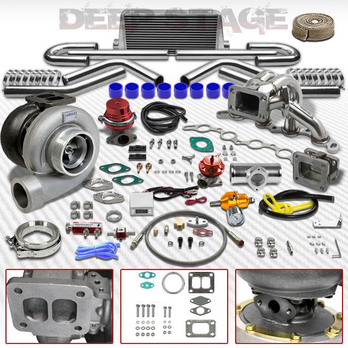 Gt45 t4 14pc turbo kit w/intercooler+blow off valve+manifold mr2/ae86 4a-ge 1.6l