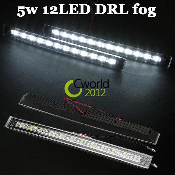 2x 12 led 5w car daytime running light drl foglight driving lamp 12v