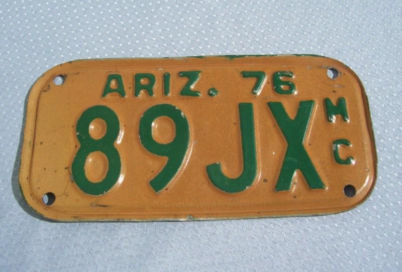 Vintage arizona az mc motorcycle license plate 1976 chopper bobber harley 89jx