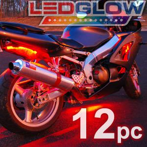 New 12pc red led flexible motorcycle lighting light kit