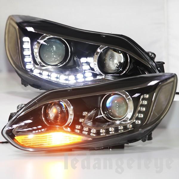 2012 focus 14pcs led head lamps angel eyes bi xenon projector lens tlz type