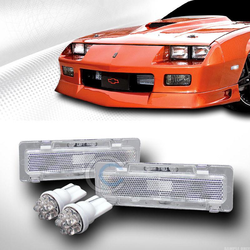 Depo clear lens side marker front bumper lights+led bulbs 85-92 camaro/firebird