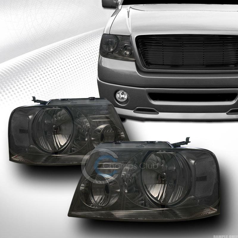 Smoke crystal clear head lights lamps signal left+right dy 04-08 ford f150 truck