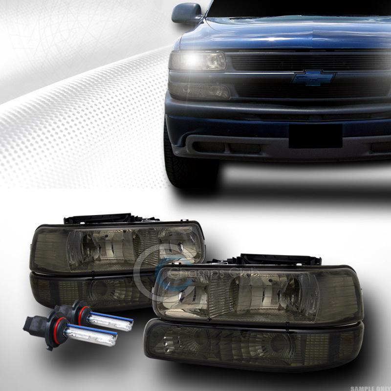 6000k hid xenon smoke head lights signal bumper 99-02 silverado/00-06 suburban