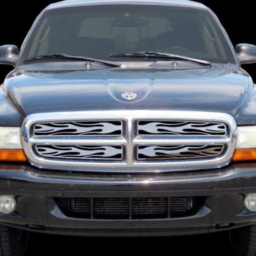 Dodge dakota 97-04 horizontal flame polished stainless grill insert trim cover