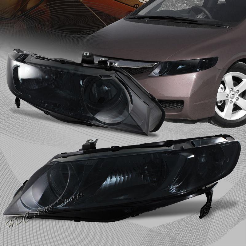 2006-2009 honda civic 4 door sedan smoke housing smoke lens clear headlight lamp