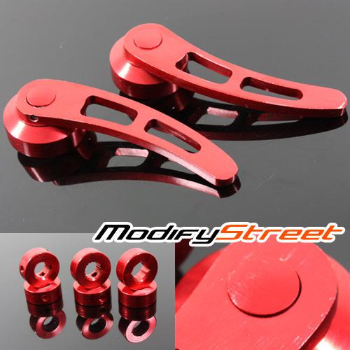 2 x long red anodized aluminum car winder/door handles cranks 3 adapters chevy