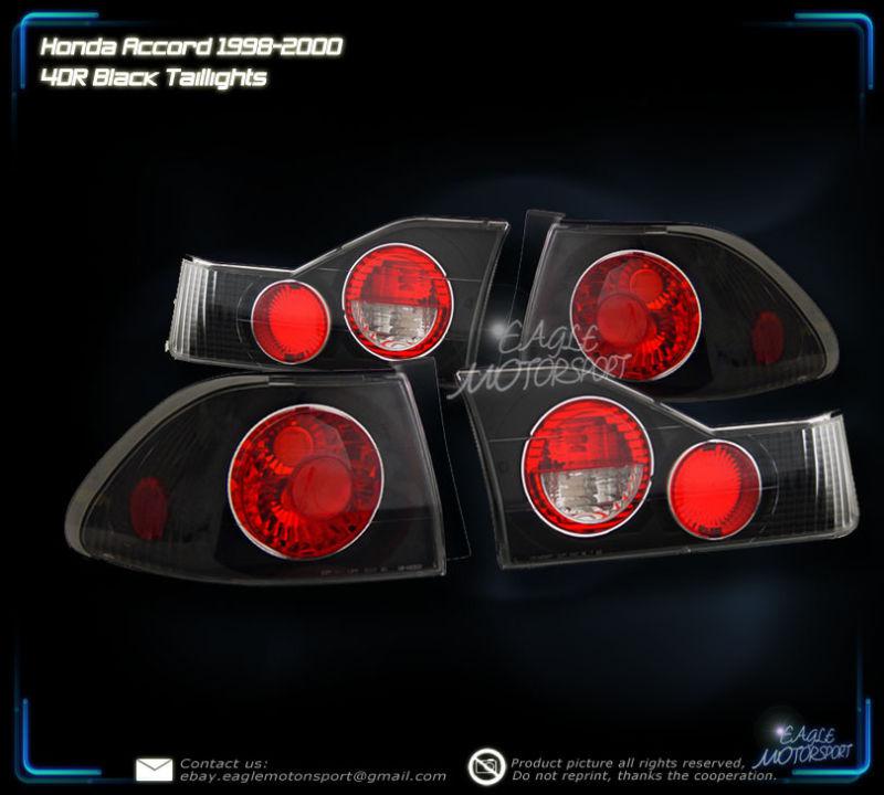 1998-2000 honda accord 4d 4dr sedan black blk tail lights rear lamps assembly