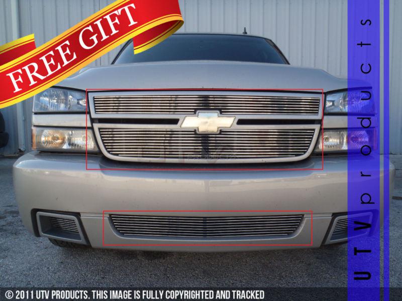 2005 2006 chevy silverado 2500 hd upper & ss bumper 2pc chrome billet grille kit