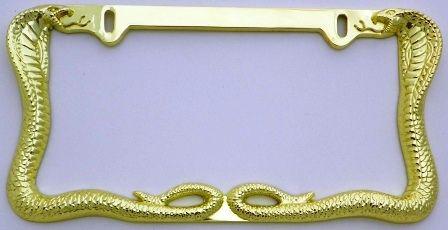 Snakes, cobra gold plated heavy duty license plate frame
