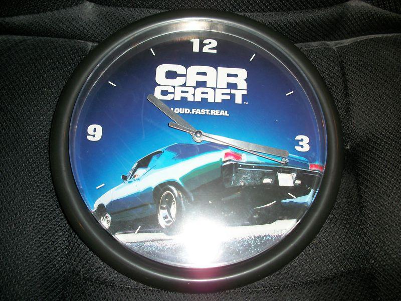 New car craft magazine battery powered wall clock with a chevy chevelle on it