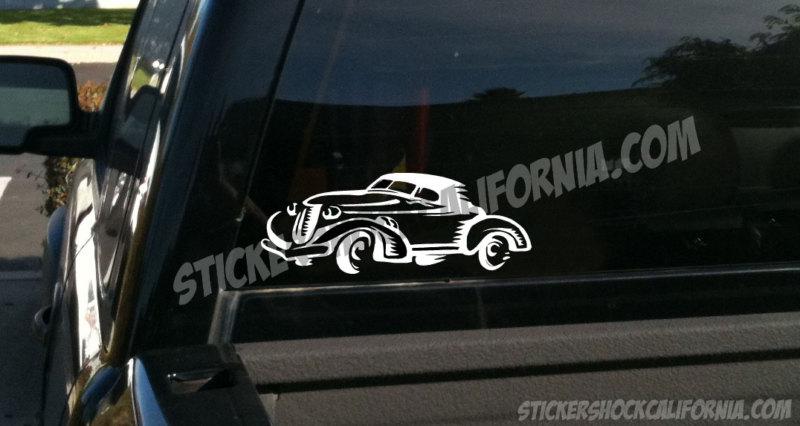 Hot rod, coupe, classic car white vinyl decal sticker