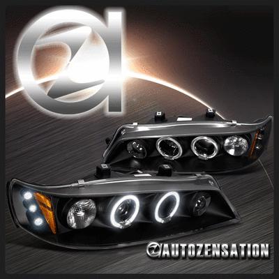 94-97 honda accord 2dr 4dr black halo projector led headlights