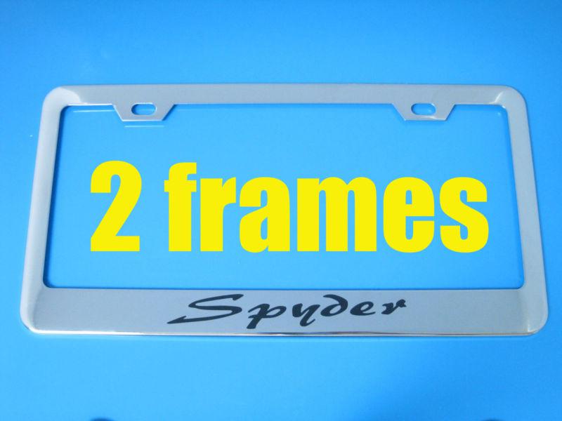 (2) "spyder" chrome metal license plate frame eclipse