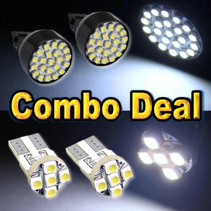 4pcs white led lights backup 3157 + license plate t10 22-smd #b22