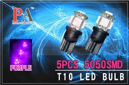 2 t10 194 5smd 5050 led car motor auto side marker light bulb purple