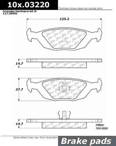 Centric 100.03220 brake pad or shoe, rear-oe formula brake pads w/hardware