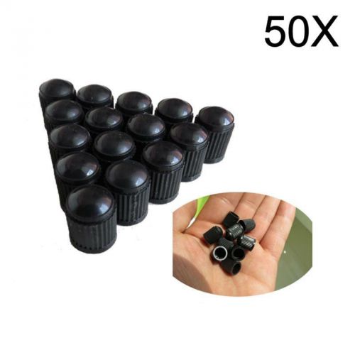 50x black plastic car truck auto wheels tire valve stems caps lid air dust cover