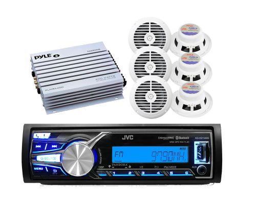 New jvc marine boat bluetooth usb aux input radio,6 white 6.5&#034; speakers,400w amp