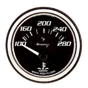 Equus 2&#039; electrical water temperature gauge black / chrome bezel 7262 100-280 f